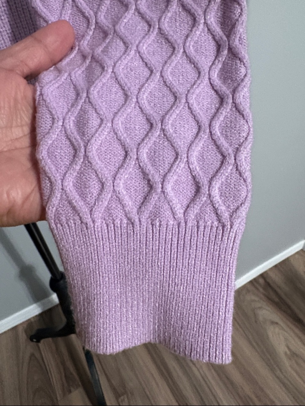NWOT Alison Sheri Cozy Cable-Knit Turtleneck Sweater in Dusty Pink - Picture 4 of 7